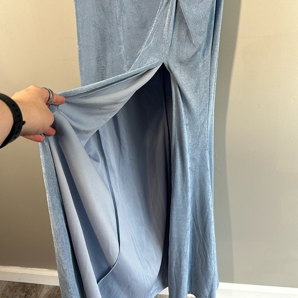 Maniju Periwinkle Blue One Shoulder Ruched Maxi Dress Size M - Picture 10 of 16